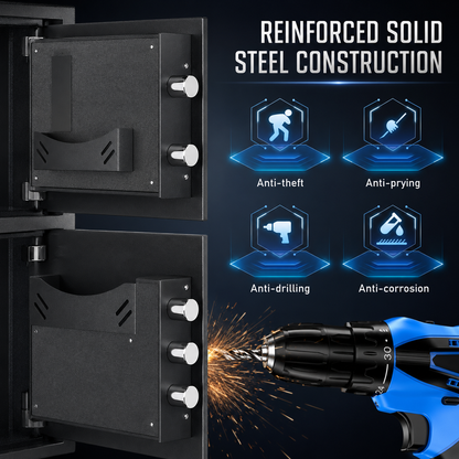 HK-KL-85W 7.0 Cu ft Biometric Safe Box With Mute Function and LED Light, Large Home Safes with Deposit Slot & Dual Alarm System, Security Box for Valuables