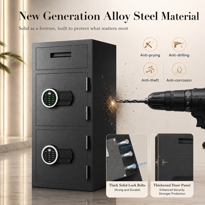 6.5 Cub Safes Box, Fireproof Safes For Home, Fireproof Safes For Home With Double Door & Key Hook, With Backlit Keypad & Dual Alarm For Home Office Business Home Safes