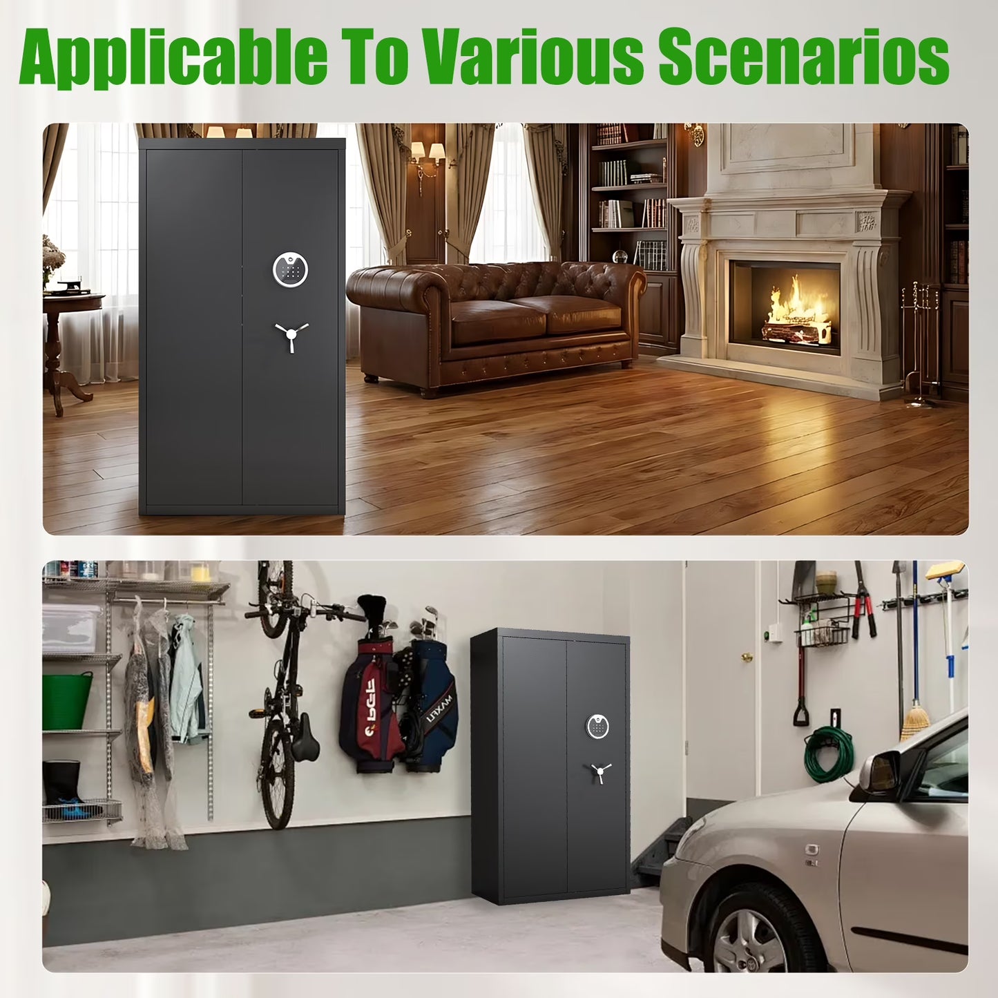 SDI-AKG3-138D, 20-25 Large Heavy-Duty Gun Safe & Home Security Cabinet,Unassembled Gun Safe with Adjustable Shelf & Gun Rack, Gun Safe for Home and Shotgun, Gun Cabinet with Mute Function & Dual Alarm