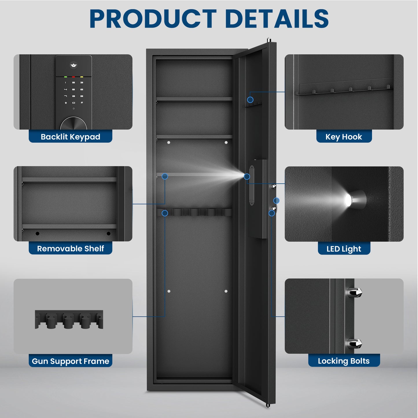 BM-KW-135HD 53.15" Wall Safe Between the Studs, Large Hidden Flush Wall Safe with Dual Alarm System and Mute Function,