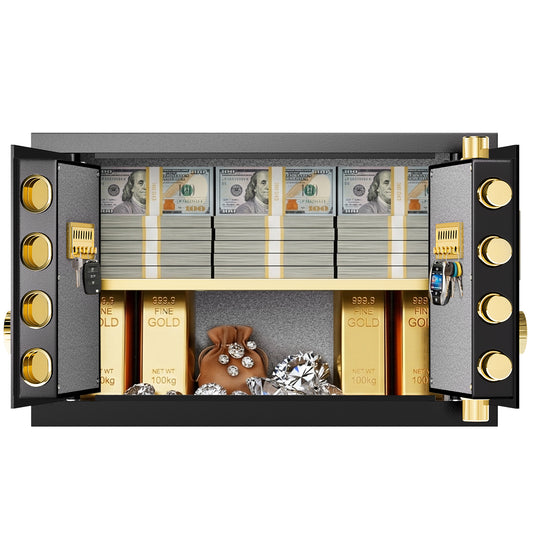 OME-DK-01 6.0 Cubic Safe Box, Extra Large Double Door Home Safe with Removable and Adjustable Shelf, Heavy Duty Digital Safe with Security Double Key Lock for Home Office Hotel
