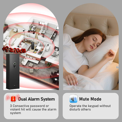 Omethey GKM-140D Gun Safe, 3-5 Gun Safe for Home Pistol, Quick Access Long Gun Safe with LED Light，Adjustable Gun Rack and Removable Shelf