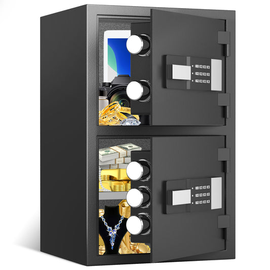 HK YK03-55 Pacriond 4.5 Cub Digital Safe Box with Key Hook & Adjustable Shelves, High Security Cabinet with Dual Alarm System & Mute Mode for Home Office Storage