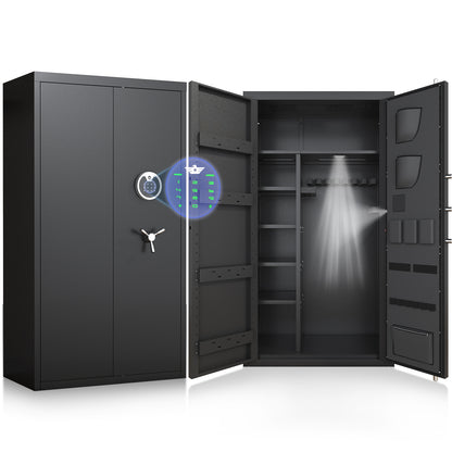 HK-AKG3-138D 30-40 Gun Safe, 54" Digital Gun Safe with LCD Keypad & Dual System Alarm, Large Gun Cabinet with Adjustable Shelves for Shotgun, Unassembled Home Safe