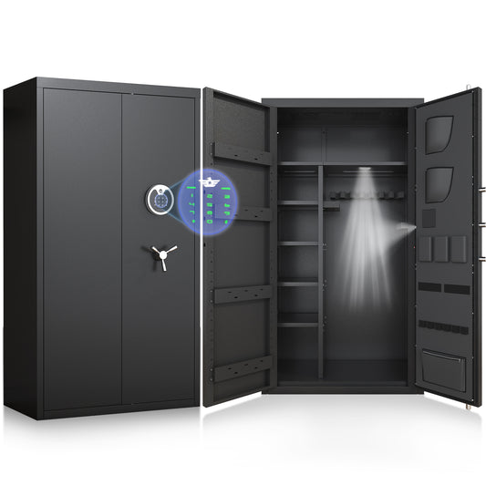 HK-AKG3-138D 30-40 Gun Safe, 54" Digital Gun Safe with LCD Keypad & Dual System Alarm, Large Gun Cabinet with Adjustable Shelves for Shotgun, Unassembled Home Safe