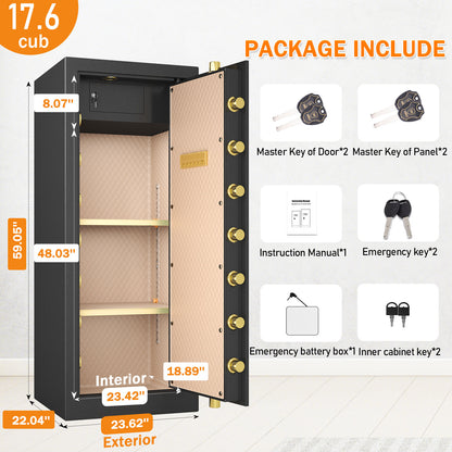 KAV Extra Large Safe Box, 17.6 Cubic Feet Heavy Duty Big Safe with Security Double Key Lock & Seperate Lock Box