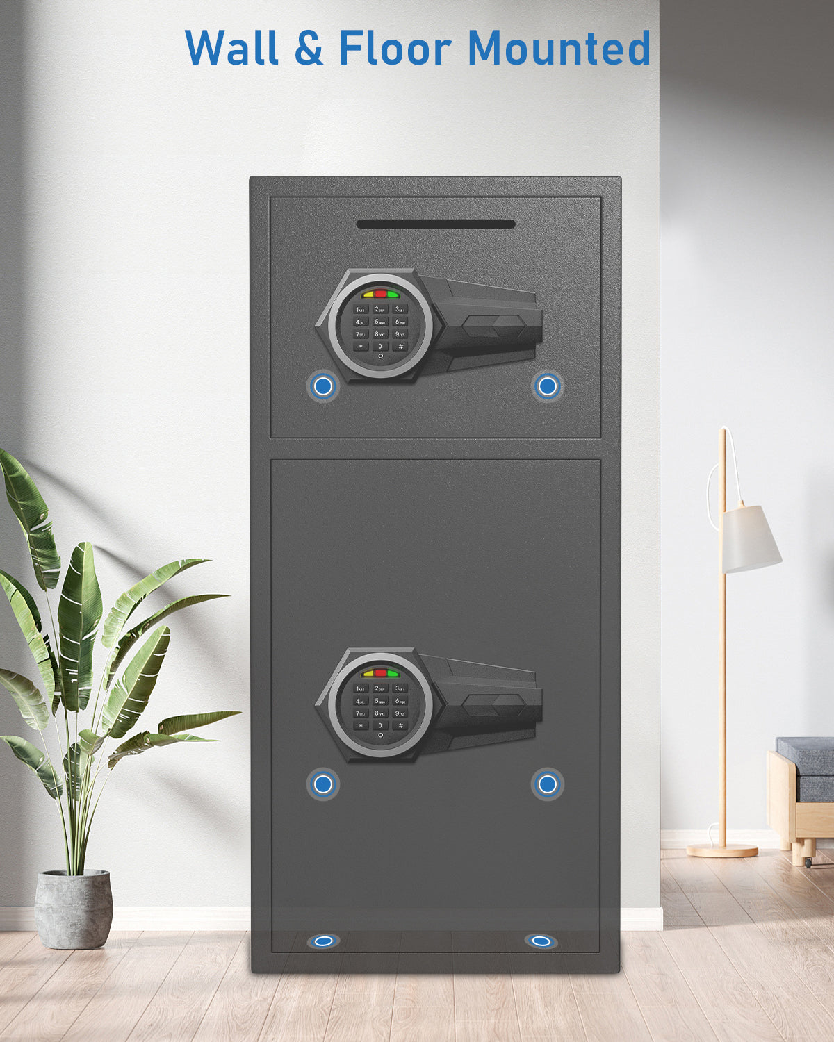 HK-KL-75D 6.5 Cuft Digital Safe Box with Mute Function and LED Light, Home Office Safes with Deposit Slot & Dual Alarm System, Security Box for Money Valuables