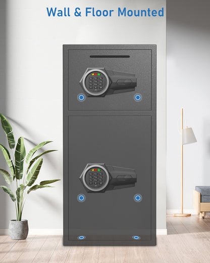 HK-KL-75D 6.5 Cuft Digital Safe Box with Mute Function and LED Light, Home Office Safes with Deposit Slot & Dual Alarm System, Security Box for Money Valuables