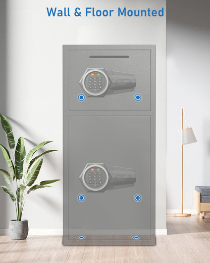 HK-KL-65D Large Double Door Safe Box Fireproof Waterproof, 6.0 Cu ft Security Safe with LED Light and Dual Alarm System, Home Safes Digital Keypad and Mute Function, Security Lock Box for Money and Valuables