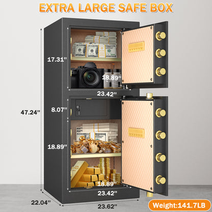 OME K3-120S Extra Large Safe Box, 13.8 Cubic Feet Heavy Duty Big Safe with Security Double Key Lock & Seperate Lock Box
