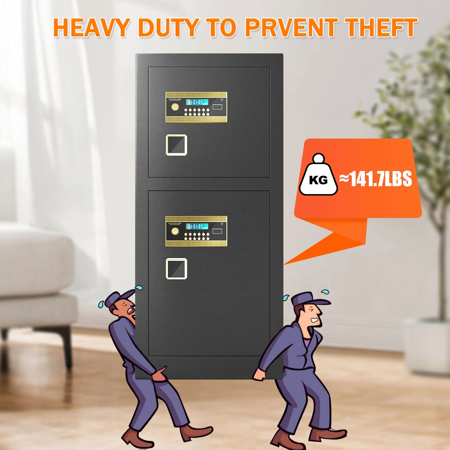 Kavey Extra Large Safe Box, 13.8 Cubic Feet Heavy Duty Big Safe with Security Double Key Lock & Seperate Lock Box