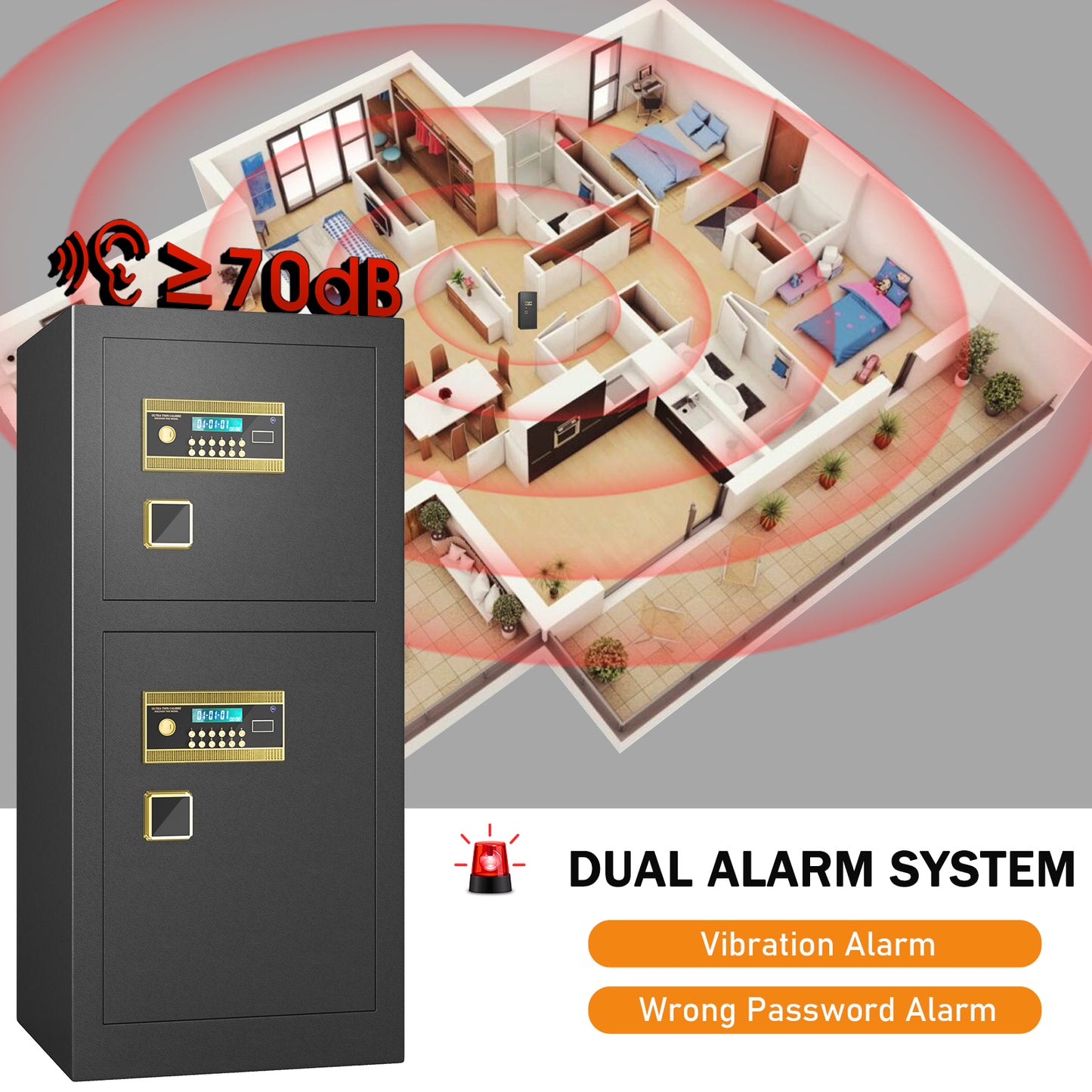OME K3-120S Extra Large Safe Box, 13.8 Cubic Feet Heavy Duty Big Safe with Security Double Key Lock & Seperate Lock Box