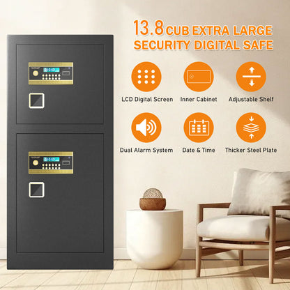 Kavey Extra Large Safe Box, 13.8 Cubic Feet Heavy Duty Big Safe with Security Double Key Lock & Seperate Lock Box