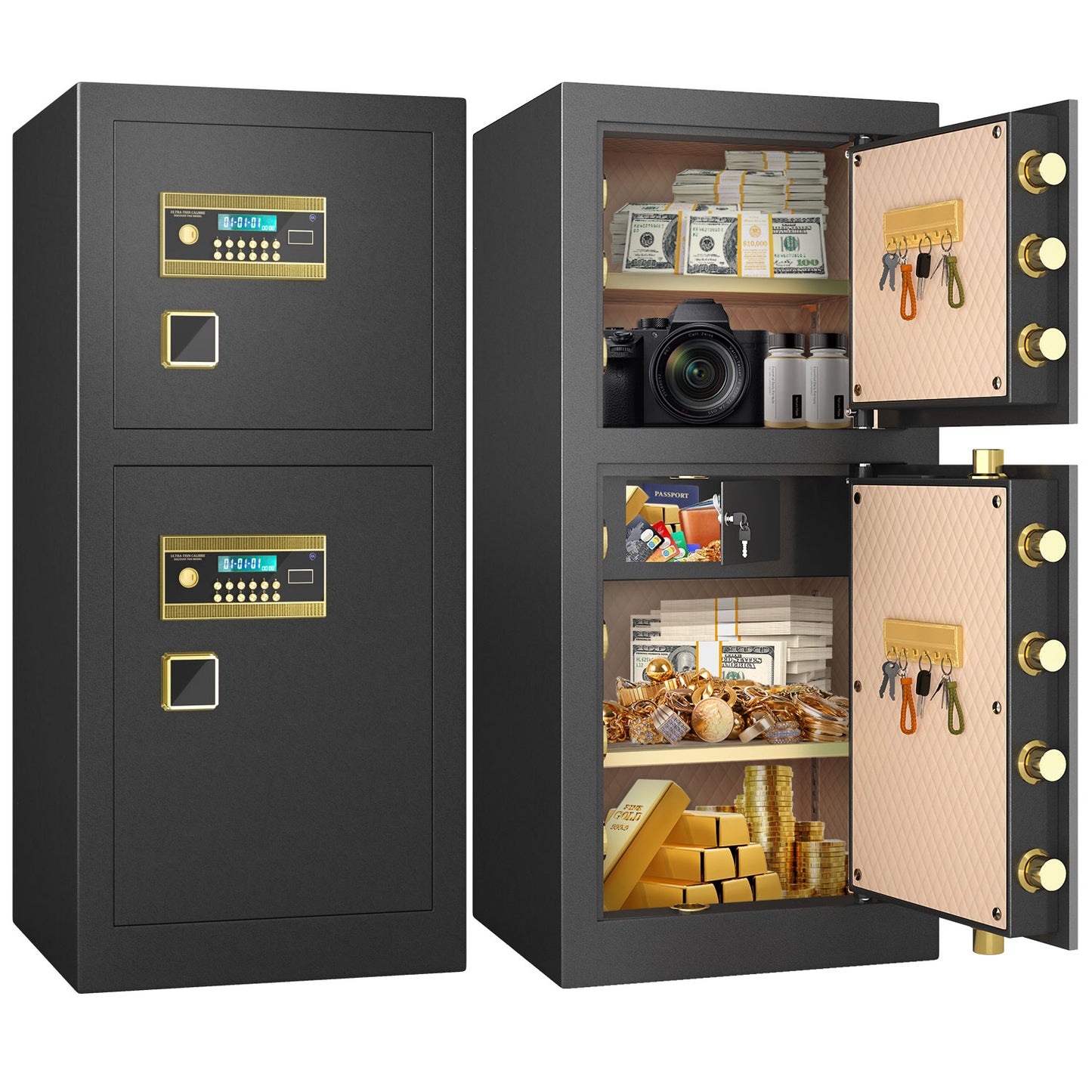 Kavey Extra Large Safe Box, 13.8 Cubic Feet Heavy Duty Big Safe with Security Double Key Lock & Seperate Lock Box