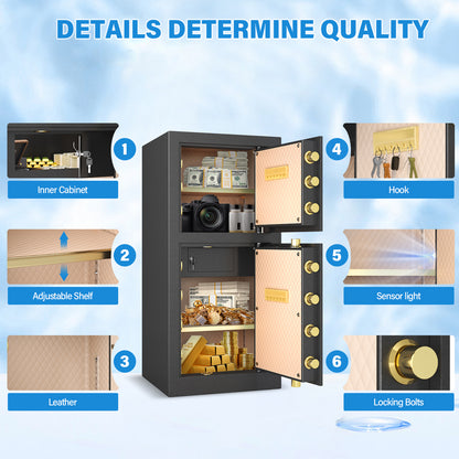 13.8 Cub FeetBM-K3-120S Extra Large Safe Box, Heavy Duty Big Safe with Security Double Key Lock & Seperate Lock Box