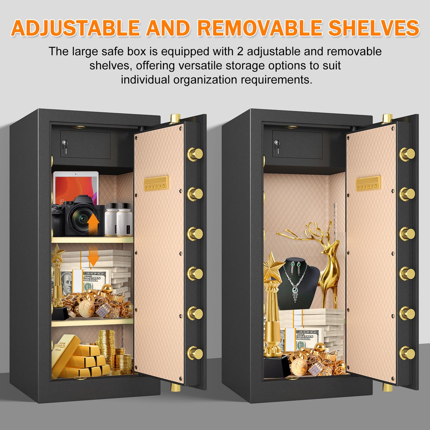 KAV Extra Large Safe Box, 14.1 Cubic Feet Heavy Duty Big Safe with Security Double Key Lock & Seperate Lock Box