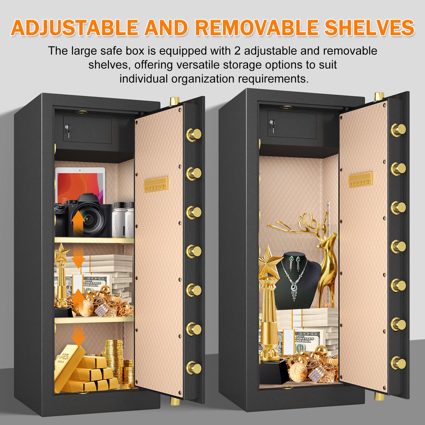 KAV Extra Large Safe Box, 17.6 Cubic Feet Heavy Duty Big Safe with Security Double Key Lock & Seperate Lock Box
