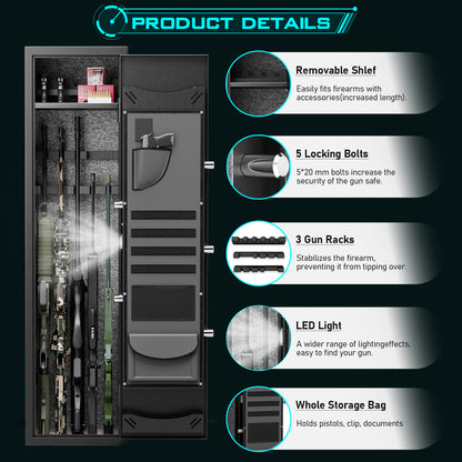 XB-G5-145W,Biometric Rifle Gun Safe