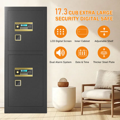 KAV Extra Large Safe Box, 17.3 Cubic Feet Heavy Duty Big Safe with Security Double Key Lock & Seperate Lock Box