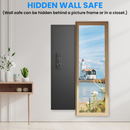 Didital Touch Panel In-Wall Safe,Hidden Wall Gun Safe for Rifles and Pistols with Adjustable Shelves,Assembled Storege Gun Safe for Firearm and Valuables (Black-Digital)