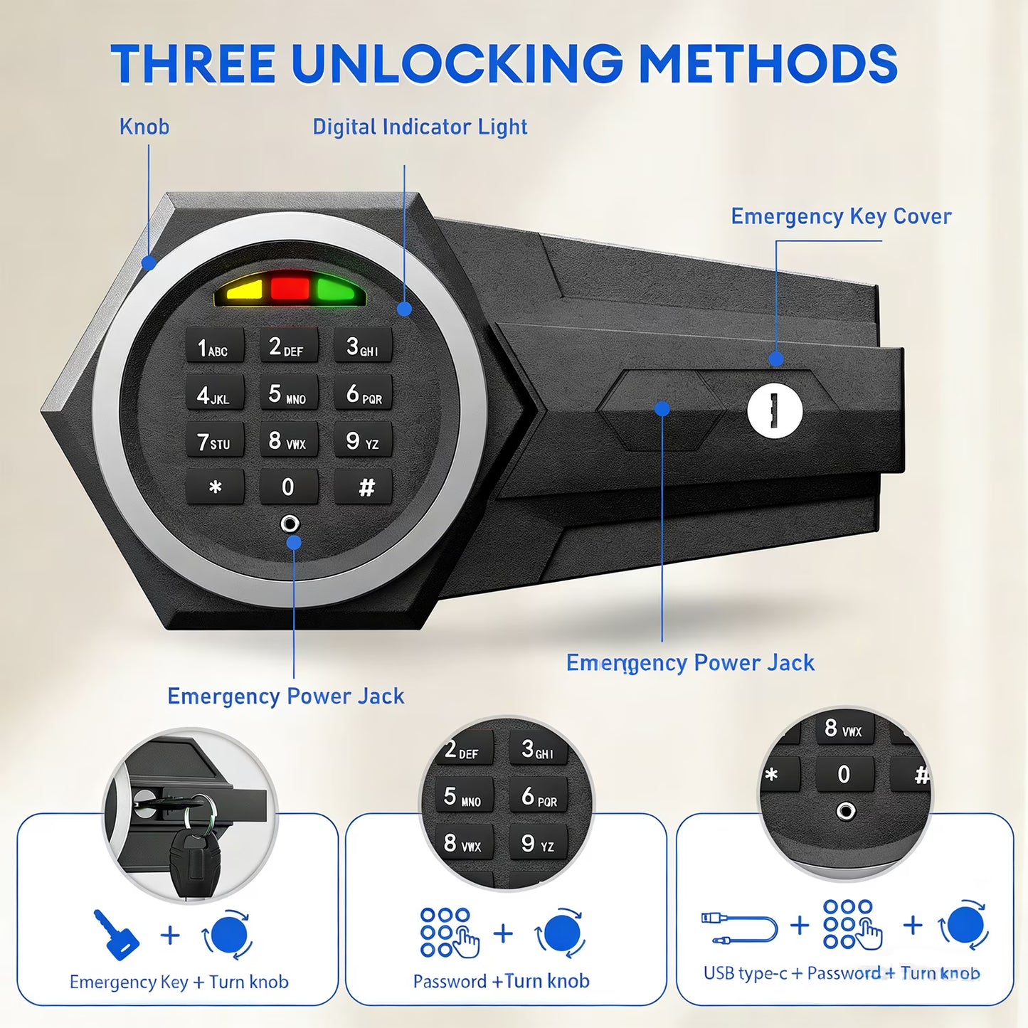 SDI-KL-55SD 4.5 Cu ft Safe Box, Steel Security Safes with Dual Lock System, Home Safe with Dual Alarm & Mute Function, Money Safe with Adjustable Shelf for Documents and Valuables