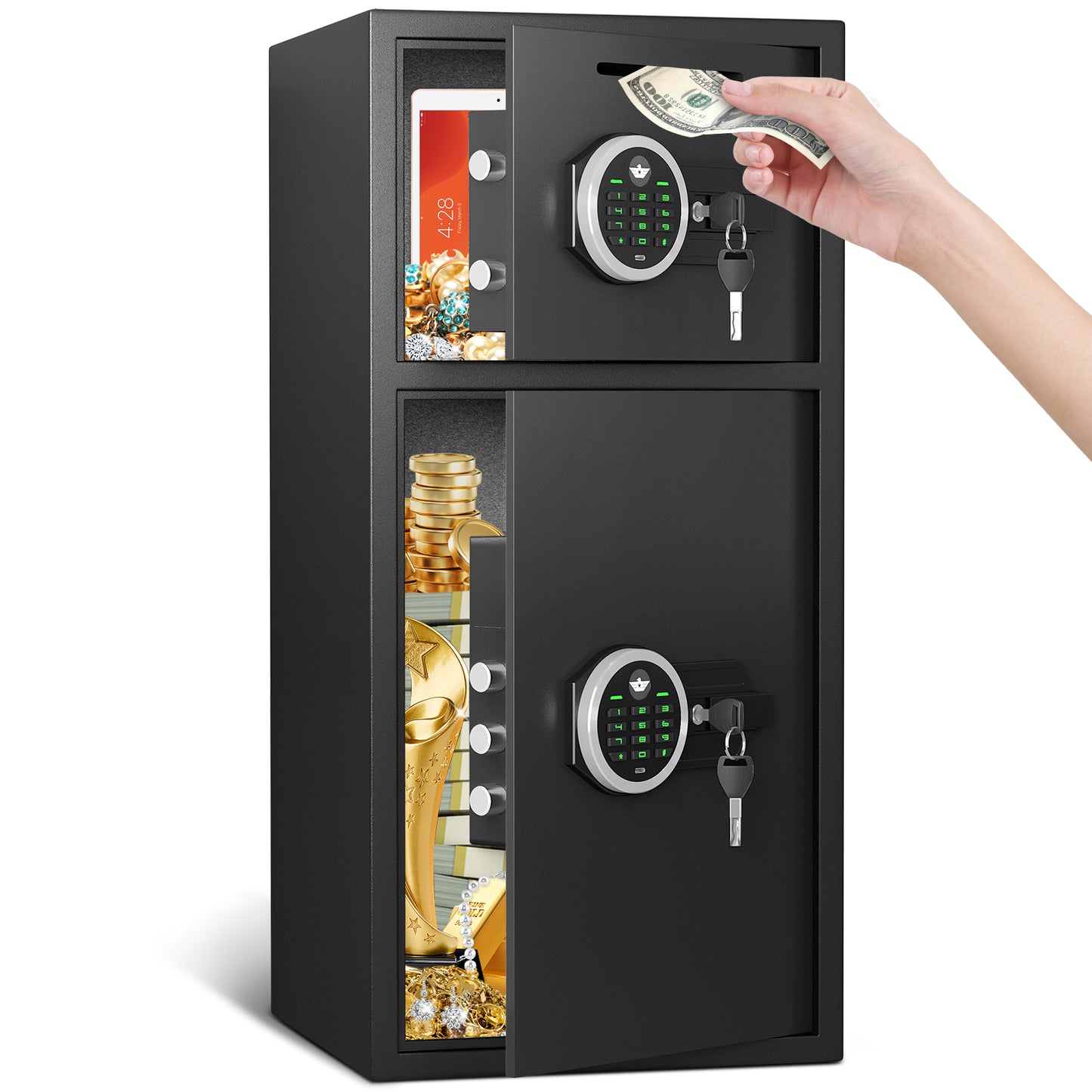 6.5 Cub Extra Large Safe, Heavey Safe Box with Double Digtal Keypad and Dual Alarm for Home Office Hotel, Large Double Door Safe Box -KM-75