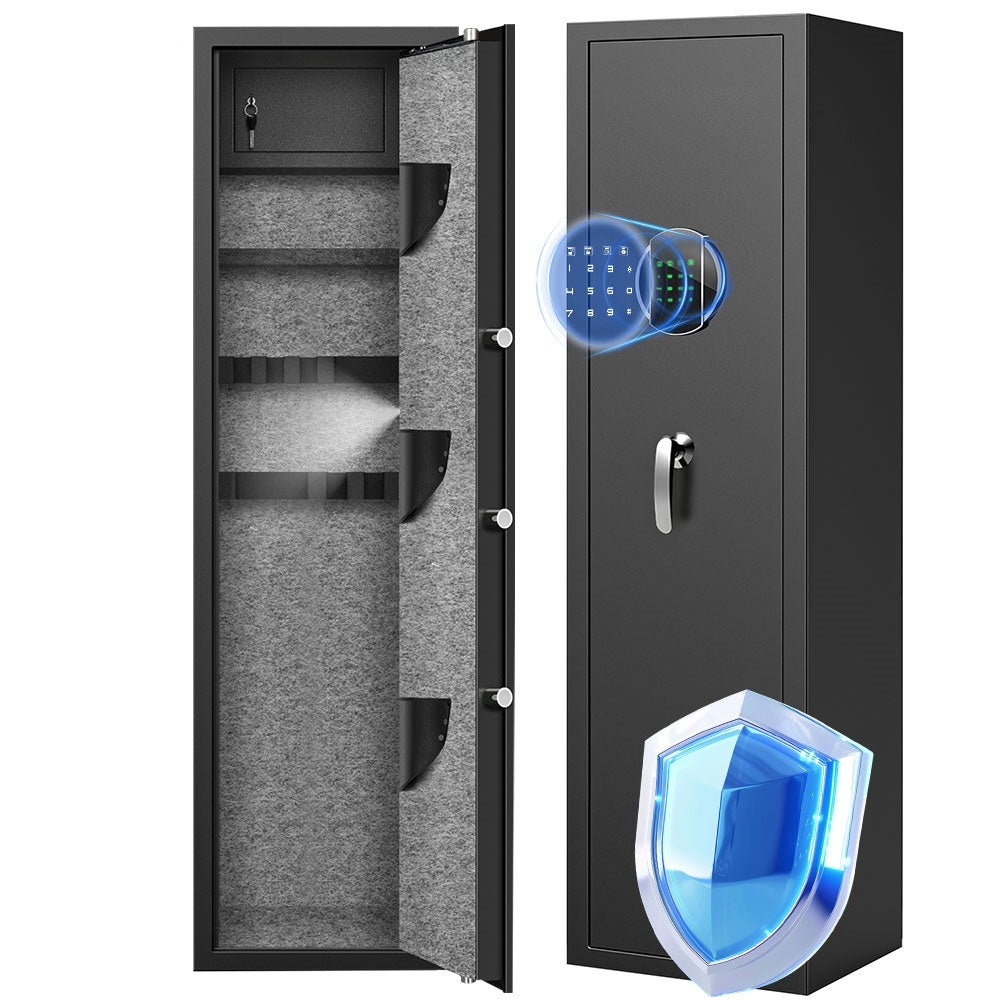 HK-G2Q-145D  5-8 Gun Safe with Digital Lock and Dual Alarm System, 57" Tall Large Cabinet with Inner Box and Removable Gun Slot for Pistols Shotguns