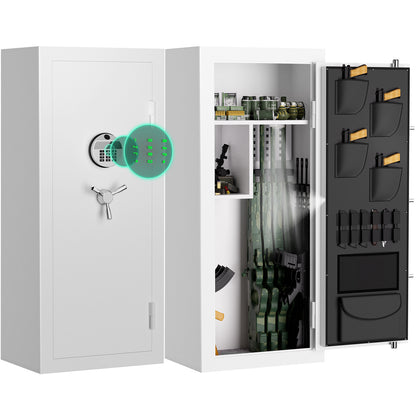 OME G6S-138BD 15-20 Large Gun Safe, Already Assembled Digital Gun Safe for Rifles and Pistols with Removable Pegboard & 6 Hooks, Gun Safes & Cabinets with Door Organizers & 3 Gun Raks, Rifle Safe for Home (White)