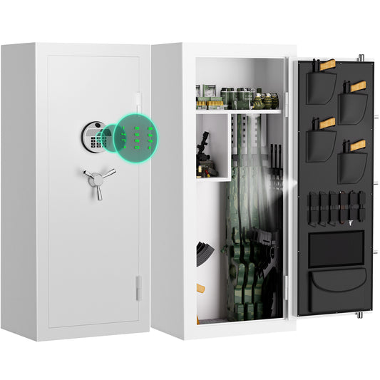 OME G6S-138BD 15-20 Large Gun Safe, Already Assembled Digital Gun Safe for Rifles and Pistols with Removable Pegboard & 6 Hooks, Gun Safes & Cabinets with Door Organizers & 3 Gun Raks, Rifle Safe for Home (White)