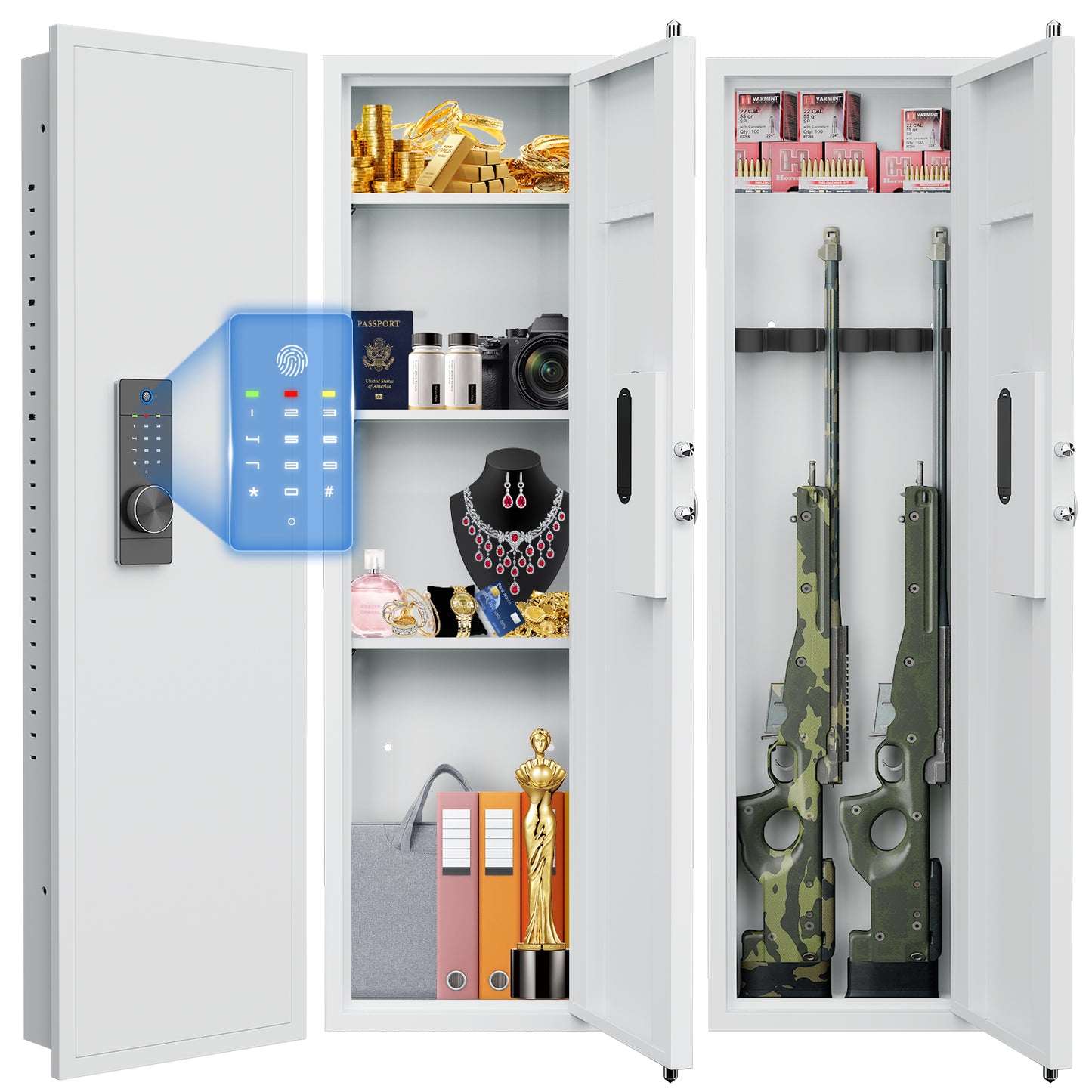 BM-KW-135BW Wall Gun Safe, Digital Wall Safe Between the Studs with Dual Alarm-16
