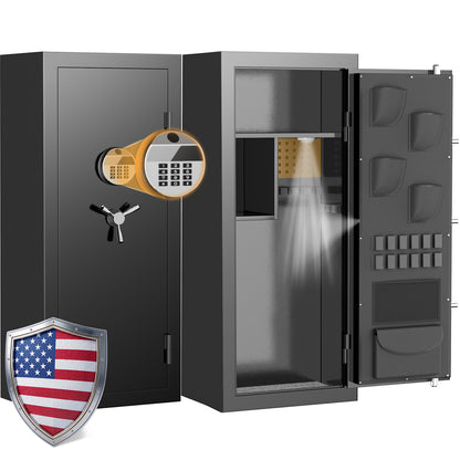 KAV-G6S-138HD 10-12 Large Gun Safe for Pistol,Storage Guns (with/Without Scopes), Home Gun Cabinet with Adjustable Pegboard, Gun Safe for Home,Office, Hunting,Shooting