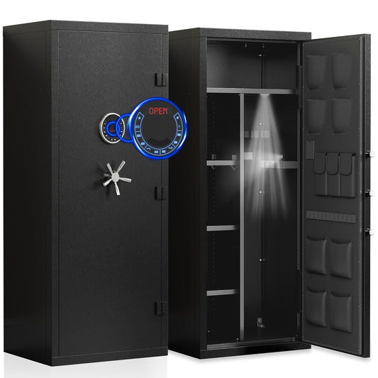 KAV-15-20 Gun Safe, Large Gun Safe for Pistols, Unassembled Gun Cabinet with Adjustable Shelf & Gun Rack, Gun Safes for Home and Shotgun