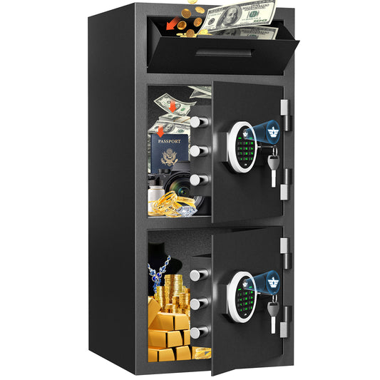 SDI-KMT-75D Silkight 6.5 Cu ft Large Home Safe Box with Drop Slot, Digital Drop Safe with Double Door & Key Hook, Security Money Safes with Backlit Keypad & Dual Alarm for House Office Business