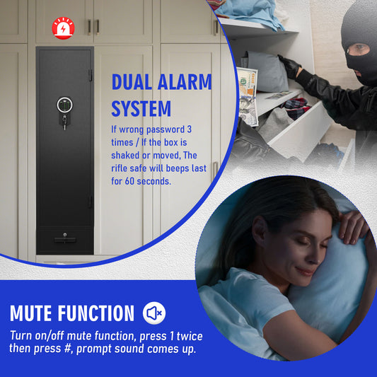 BM-GKM-140 6 -7 Gun Safe, Gun Cabinet for Home Office,Digital gun safe with Keypad and Dual Alarm System