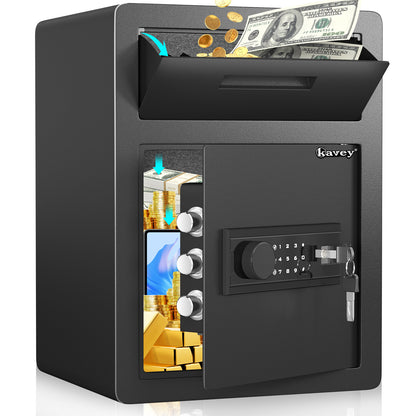 Kavey 2.0 Cub Fireproof Drop Safe, Safe with Drop Slot, Drop Slot Safes with Front Load Drop Box and Digital Touch Screen Keypad, Heavy Duty Money Safe Box for Business Office Home