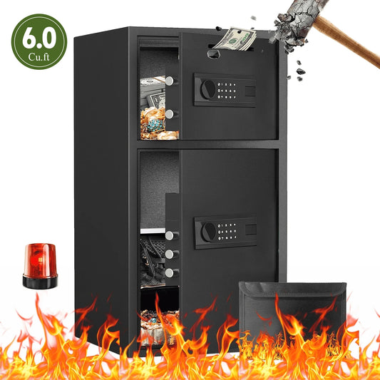 BM- KN-65 6.0 Cub Home Safe Box, Large Capacity Safe with Gewelry Drawers, Digital Safe with Removable Shelves and Alarm System.