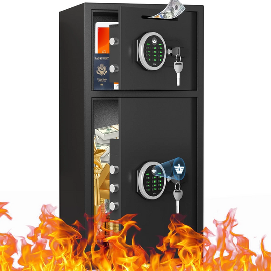 Fireproof Safe Box, 7.0 Cub Heavy Duty Large Safe with Dual Alarm System, Home Safe with Deposit Slot and Backlit Keyboard