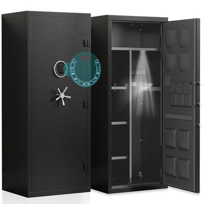 BM-15-20 Gun Safe, Large Gun Safe for Pistols, Unassembled Safe with Adjustable Shelf & Gun Rack, Gun Safe for Home and Shotgun, Quick Access Gun Cabinet with Mute Function & Dual Alarm