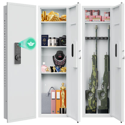 HK KW-135BD 53.15" Wall Safe Digital Lock, Hidden Wall Safe with Dual Alarm & Mute Function, In Wall Safe with Removable Shelves and Magnetic Slot