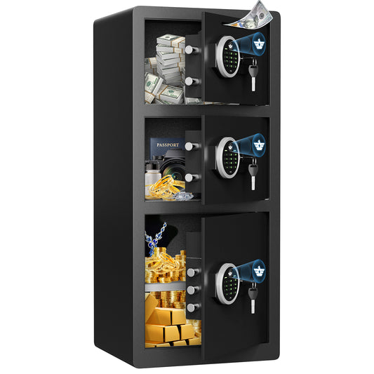 KAV-KM-90D 8.0 Cu ft Extra Large Home Safe Box Fireproof Waterproof with Triple Door, Digital Safe with Deposit Slot, Key Hook & Adjustable Shelf