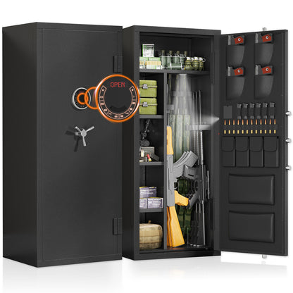 15-20 Gun Safe, Large Gun Safe for Shotguns and Pistols, Unassembled Gun Safe with Adjustable Shelf & Gun Rack, Gun Safe for Home and Shotgun, Quick Access Gun Cabinet with Dual Alarm