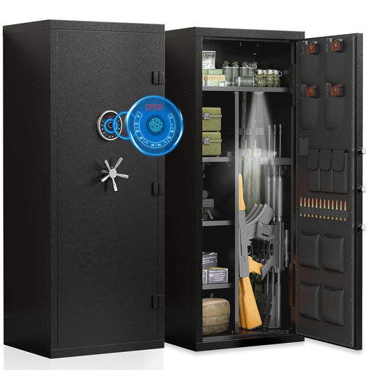 OME AKG5-W 15-20 Gun Safe, Large Fingerprint Gun Safe for Pistols, Unassembled Gun Cabinet with Adjustable Shelf & Gun Rack, Gun Safe for Home and Shotgun, Gun Cabinet with Mute Function & Dual Alarm