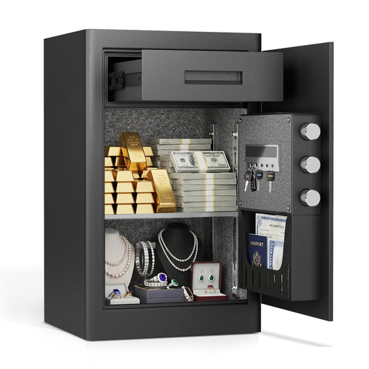 OME K1C-65D 6.0 Cub Digital Safe with Slide Drawer, Home Safe with Adjustable & Removable Shelf, Money Safe with Touchscreen Pad & Dual Alarm, Extra Large Safe for Jewelry Cash Pistol Documents