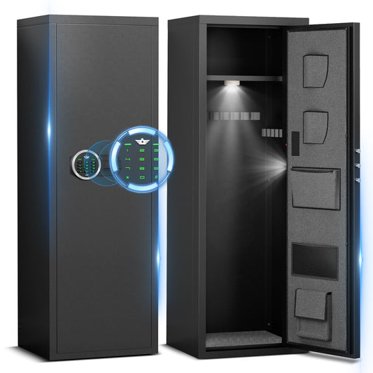 6-8 Rifle Gun Safe, Large Gun Safe with Digtal Keypad and Dual Alarm, Quick Access Gun Cabinet for Home Rifles and Pistols, Unassembled Gun Safe with Removable Shelves and Adjustable Racks