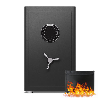 KAV-GO-70D 3.0 Cu ft Heavy Duty Home Safe Box Fireproof Waterproof, Digital Home Security Safe with Drawer & Adjustable Shelf, Soft Lining Money Safe with Backlit Keypad & Dual Alarm for Home Office