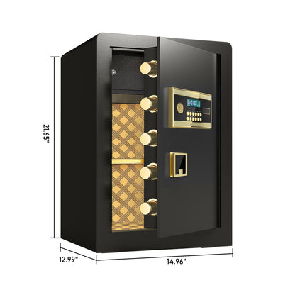 Kavey 3.0 Cub Safe Box Fireproof Waterproof, Home Safe with Dual Alarm System, LCD Digital Screen with Hidden Password Function, Fireproof Safe for Home Office Hotel