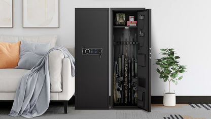 Heavey Duty,Large Size 4-5 Gun,Black Gun Cabinet with Electronic Password Keypad Lock,Unassembled Metal Rifle Gun Security Cabinet Safe Locker