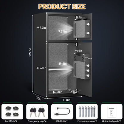 SDI-KL-75D Safe - 7.0 Cu ft Large Safe Box with LED Light Fireproof Safe for home Documents,Electronic Password Money Safe with Deposit Slot & Dual Alarm System,Home Safe for Business Valuables