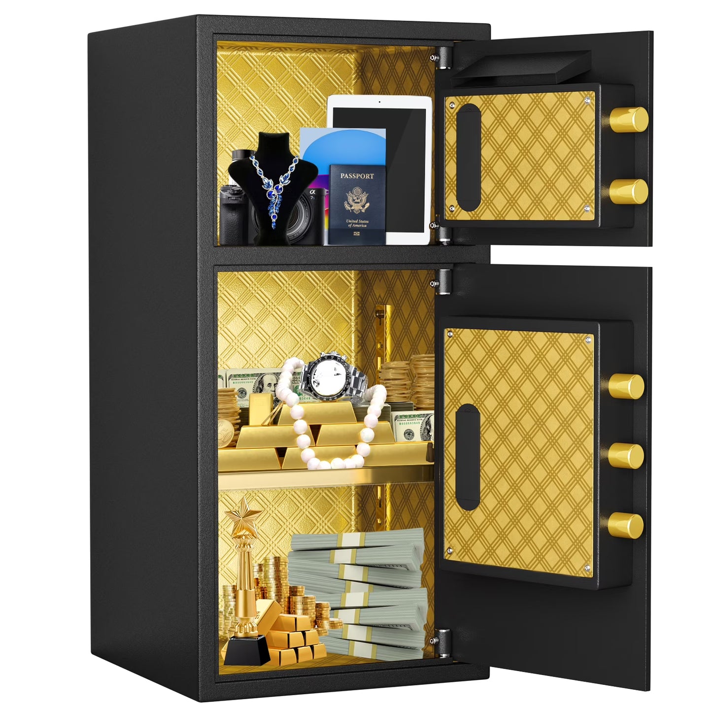 SDI-K3-65D Safe - Double Door Safe Box ,6.0 Cu ft Extra Large Fireproof Safe for Home Documents Storage,Digital Security Safe with Dual Alarm and Hidden Code Function,for Home,Office and Hotel