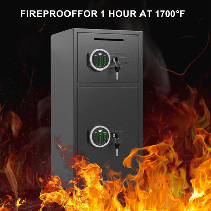 SDI-KM-75D 6.5 Cu ft Home Safe Box - Fireproof Depository Drop Safe with Backlit Keypad&Alarm System for Business Home